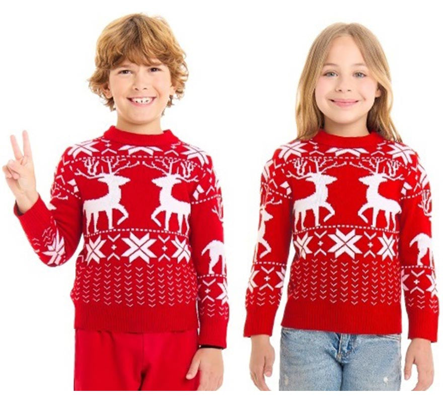 Translation missing: it.Jersey de Navidad Renos greca rojo para niños