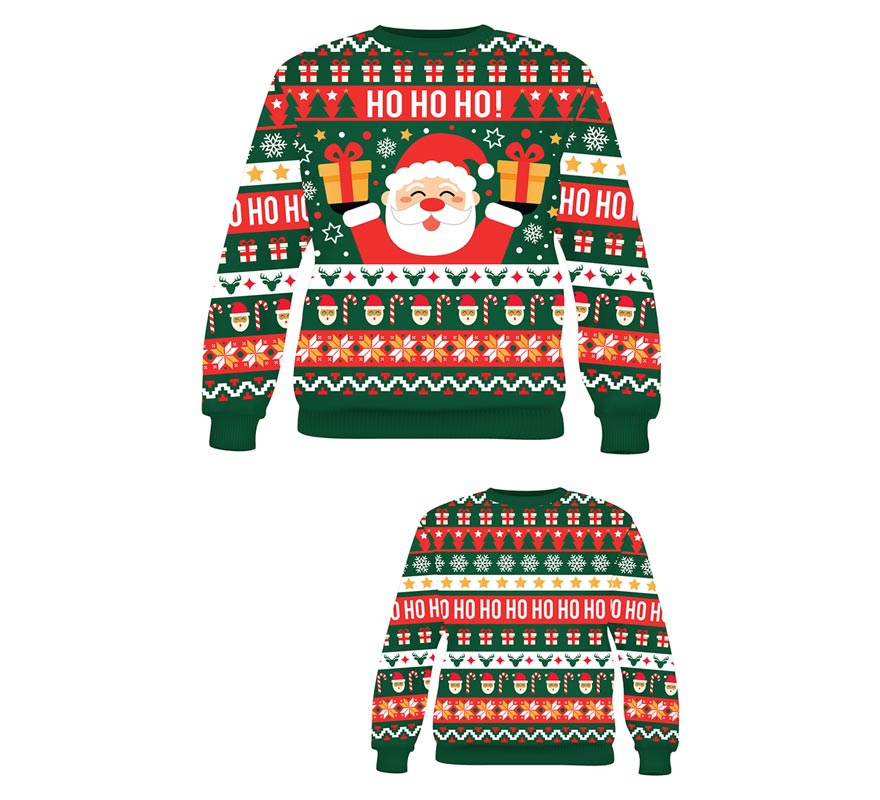 Translation missing: it.Jersey Navidad Ho Ho Ho verde y rojo para mujer