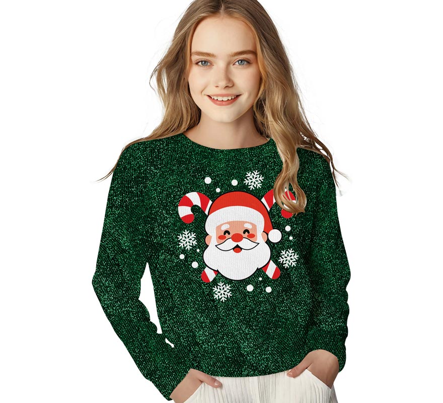 Translation missing: it.Jersey Navidad Papa Noel con Purpurina para niños
