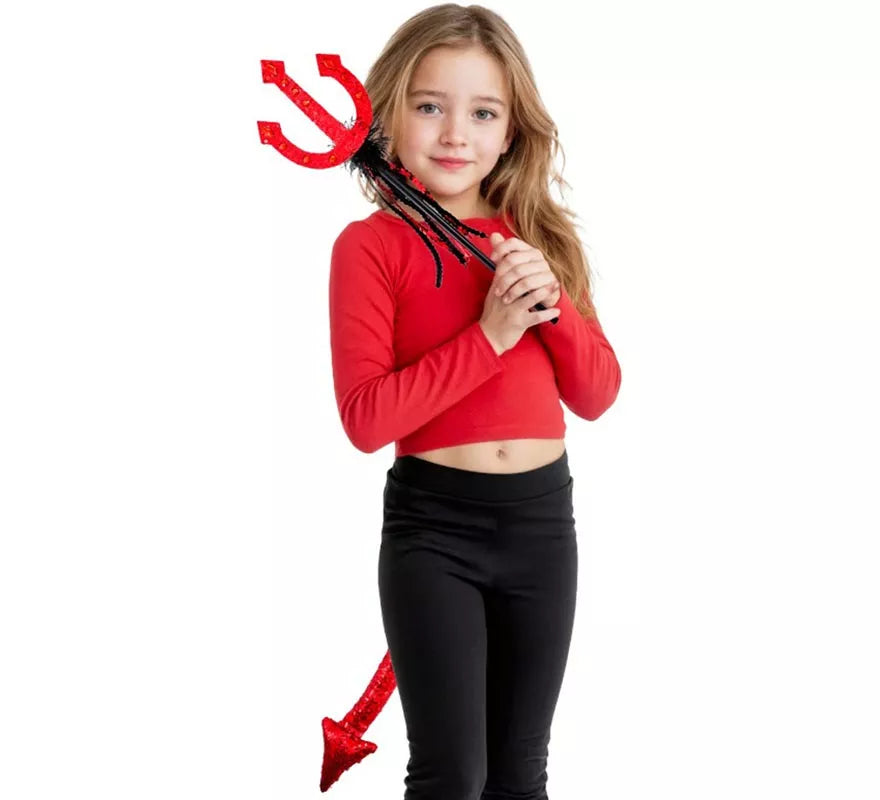 Translation missing: it.Kit de Diablo: Tridente con Cola de Lentejuela Infantil