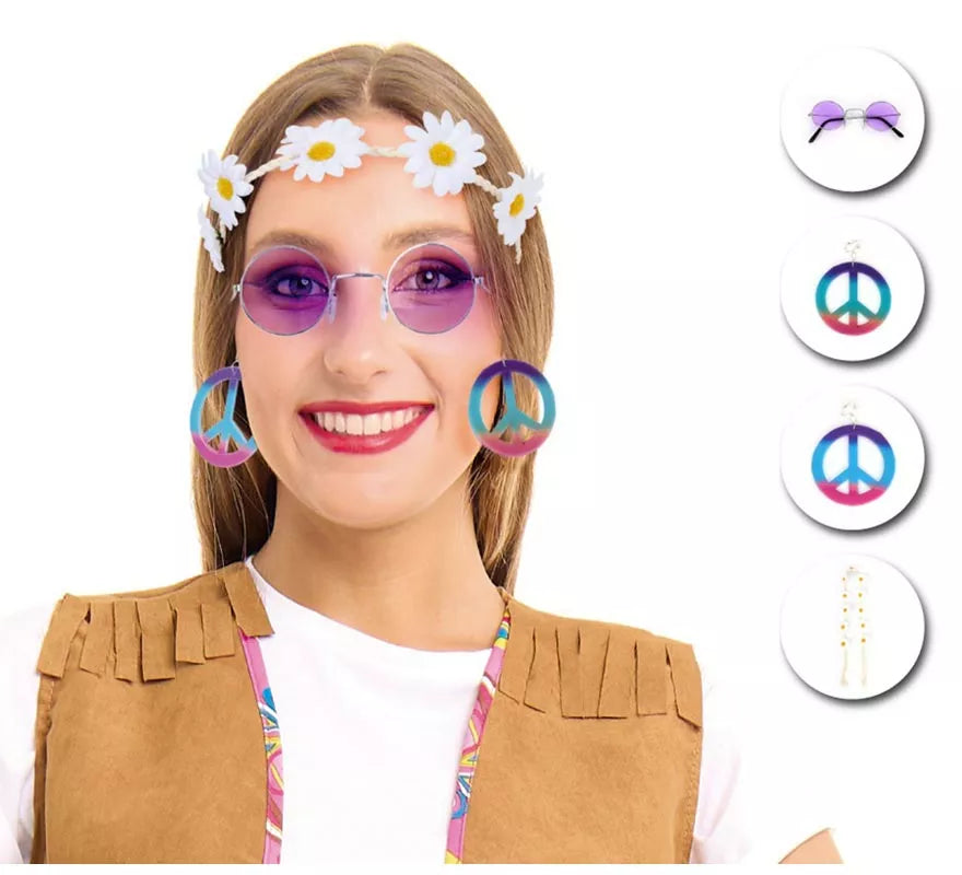 Translation missing: it.Kit de Hippie púrpura adulto: Gafas, Pendientes y Cinta