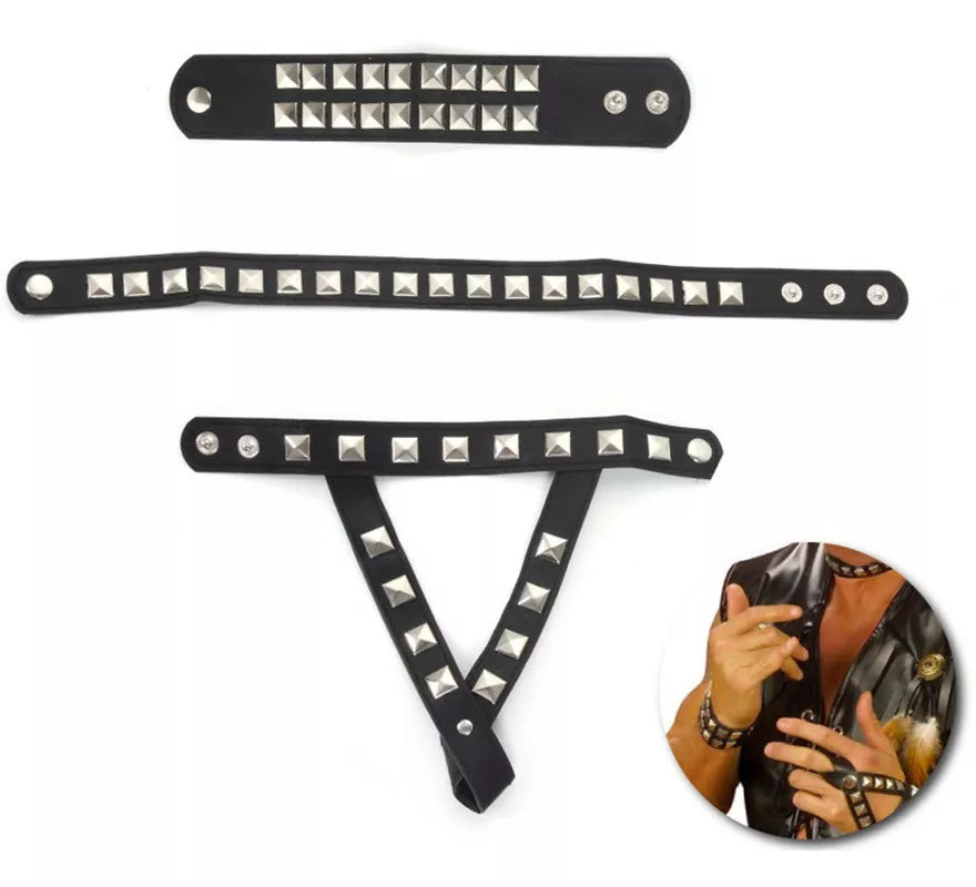 Translation missing: it.Kit de Motero con tachuelas: Collar, Pulsera y Pulsera anillo