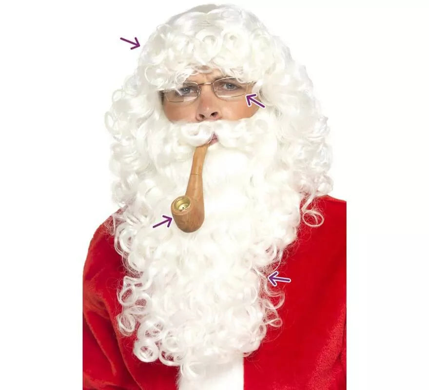 Translation missing: it.Kit de Papá Noel Blanco: Peluca, Barba, Gafas y Pipa