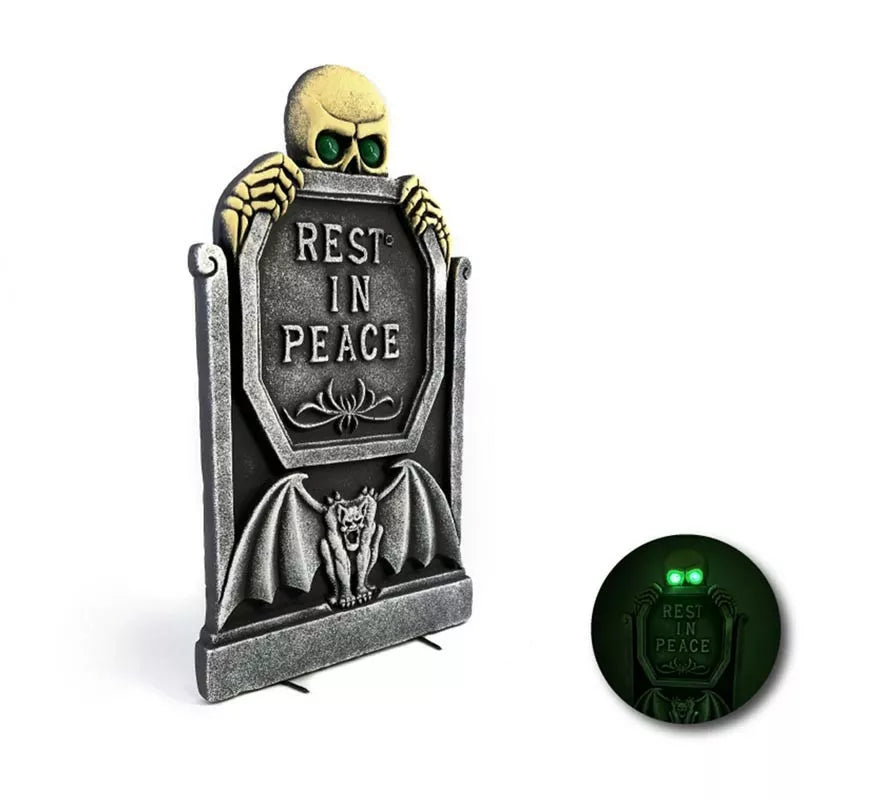 Translation missing: it.Lápida Calavera verde con luz de 65,5x40,5x3 cm