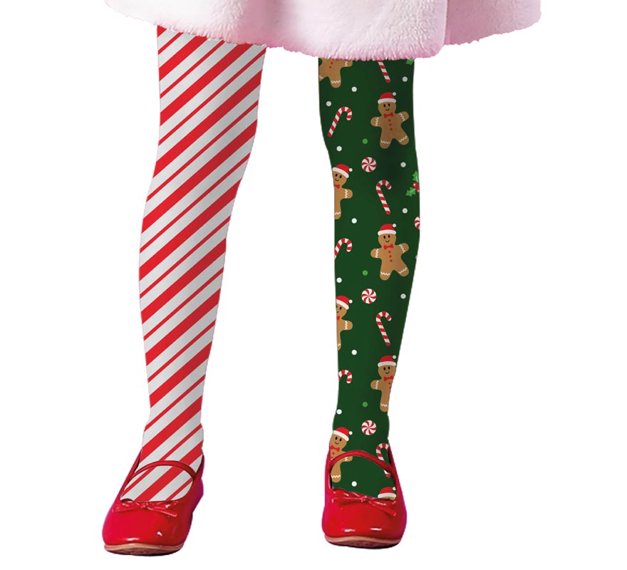 Translation missing: it.Medias Navideñas doble estampado rayas y galleta infantiles
