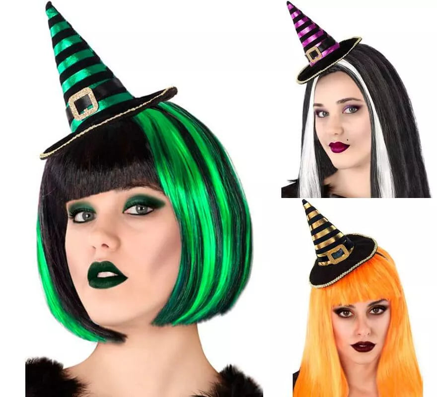 Mini Sombrero de Bruja a Rayas en varios colores