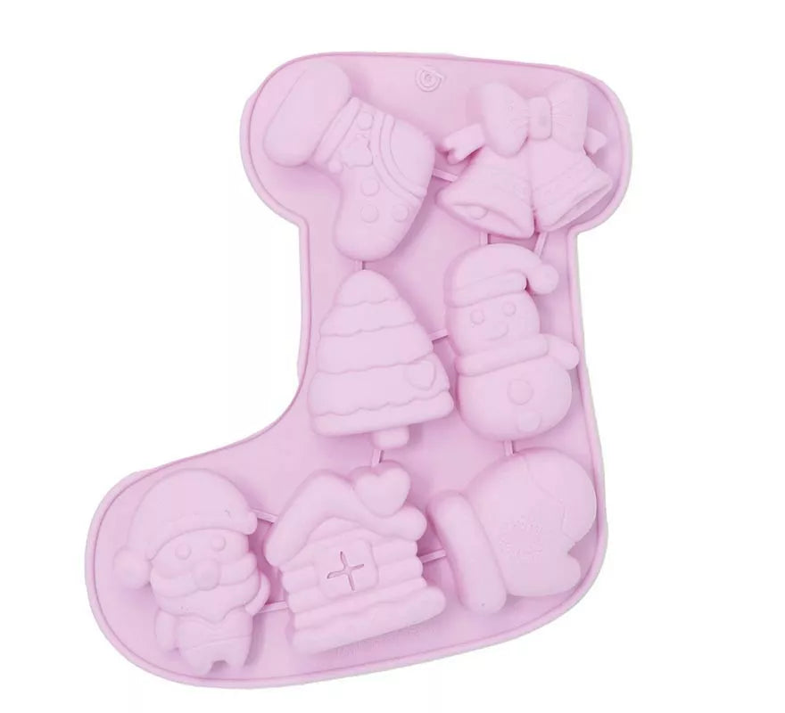 Translation missing: it.Molde Bota Navideña para 7 Galletas de silicona de 26 cm
