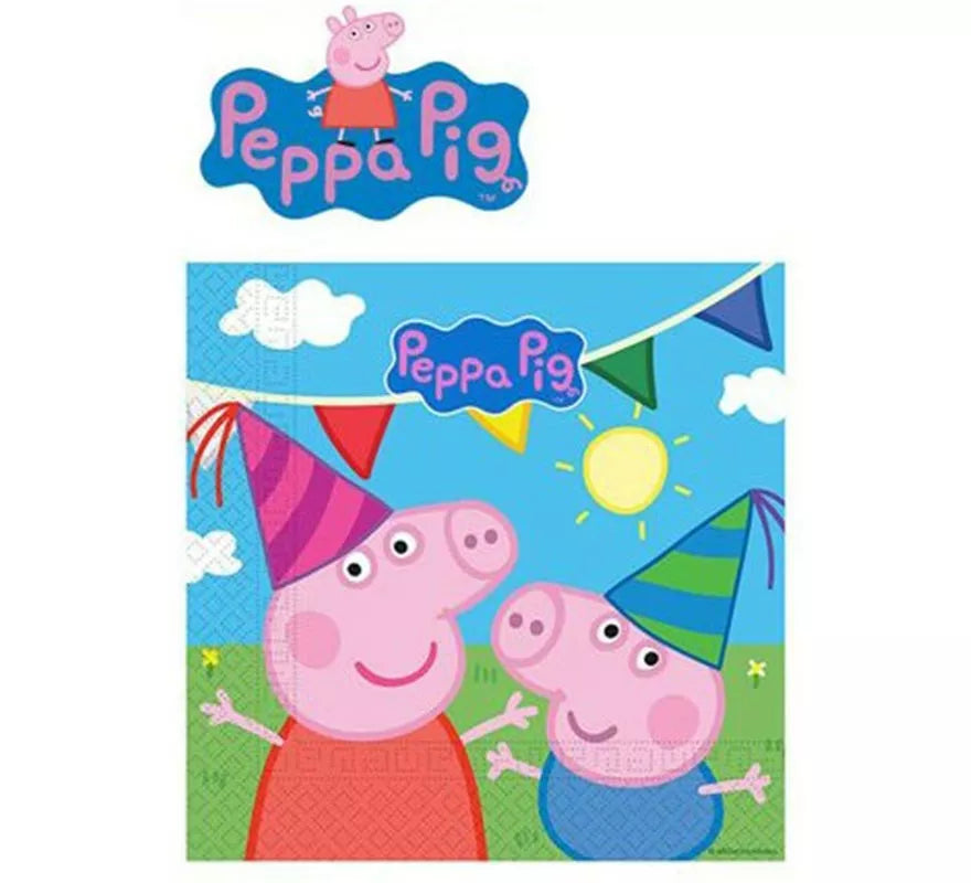 Translation missing: it.Pack de 20 Servilletas de papel de 33x33 cm de Peppa Pig