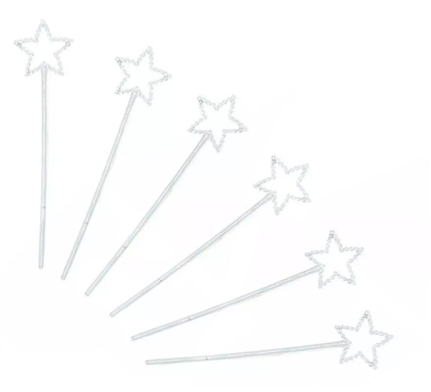Translation missing: it.Pack de 6 Varitas estrellas plateadas de 23 cm colores surtidos