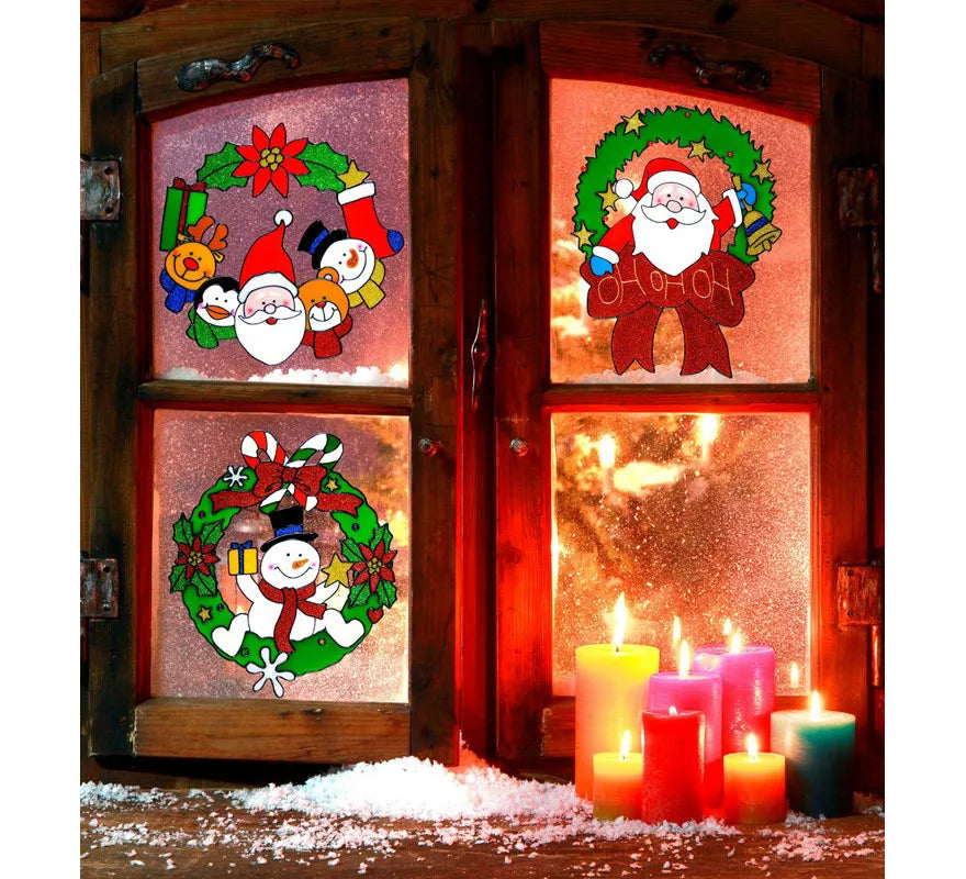 Translation missing: it.Pegatina Ventana Corona Navidad Surtida en 3 Modelos de 30 cm