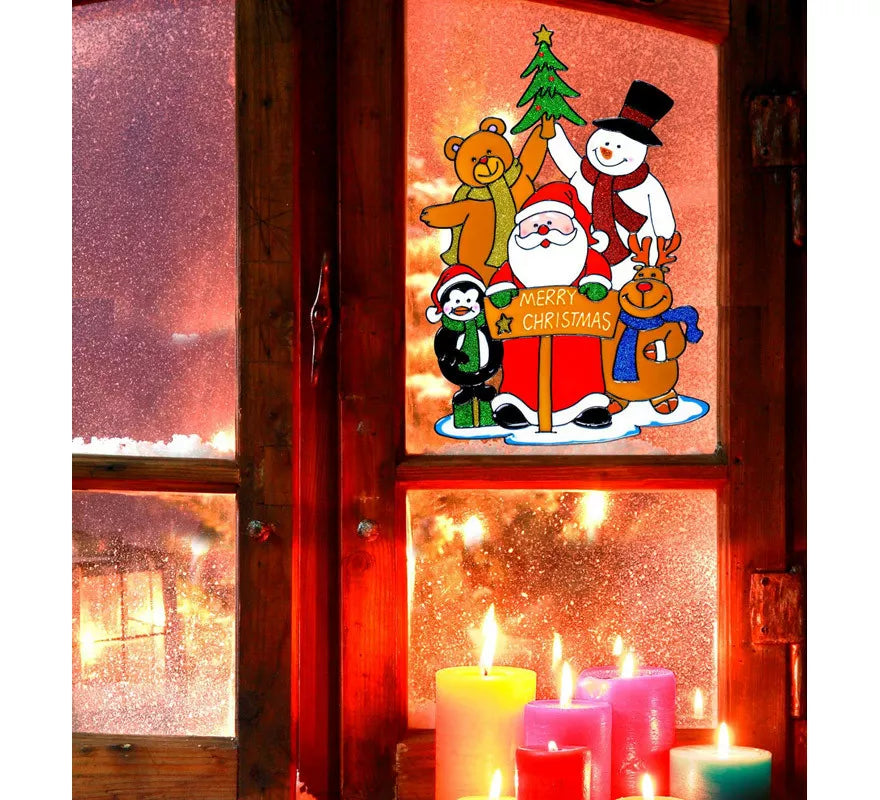 Translation missing: it.Pegatina Ventana Familia Papá Noel de 40 cm