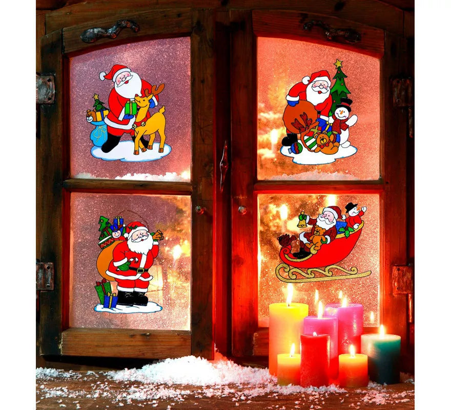 Translation missing: it.Pegatina Ventana Navidad Papá Noel Surtida en 12 Modelos de 30 cm