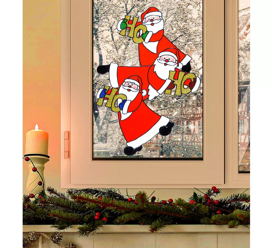 Translation missing: it.Pegatina Ventana Trío Papá Noel Vertical de 40 cm