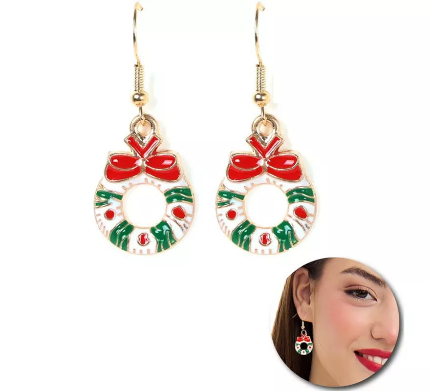 Translation missing: it.Pendientes Corona de Navidad con lazo de 1,5x2,5 cm
