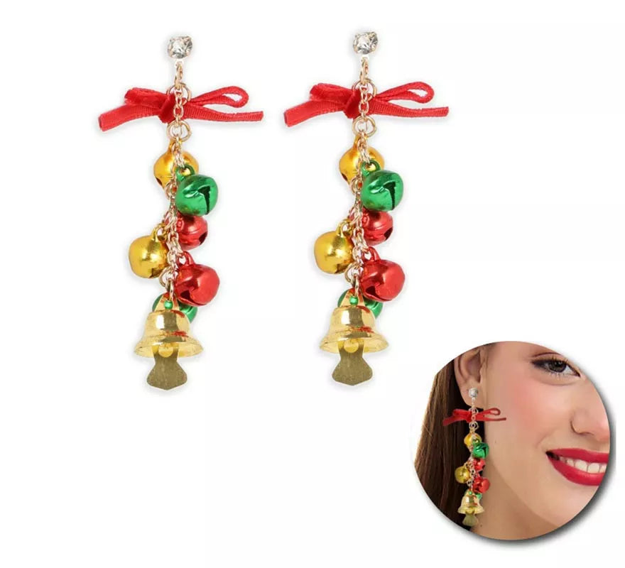 Translation missing: it.Pendientes Ramo de Cascabeles y Campana Navidad de 2x6,5 cm