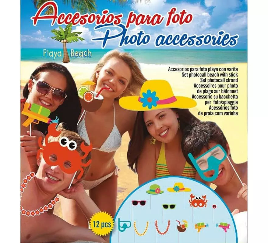 Translation missing: it.Set Photocall Playa de 12 unidades con palo