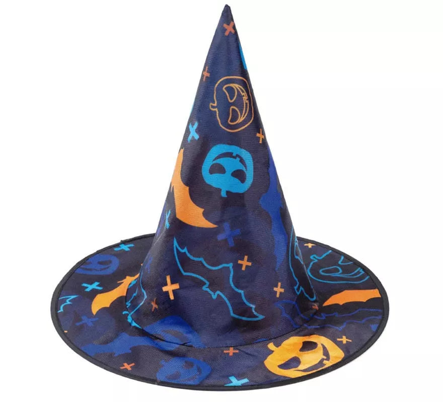 Translation missing: it.Sombrero de Bruja Print Murciélagos azul