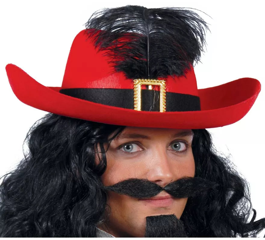Sombrero de fieltro Mosquetero rojo