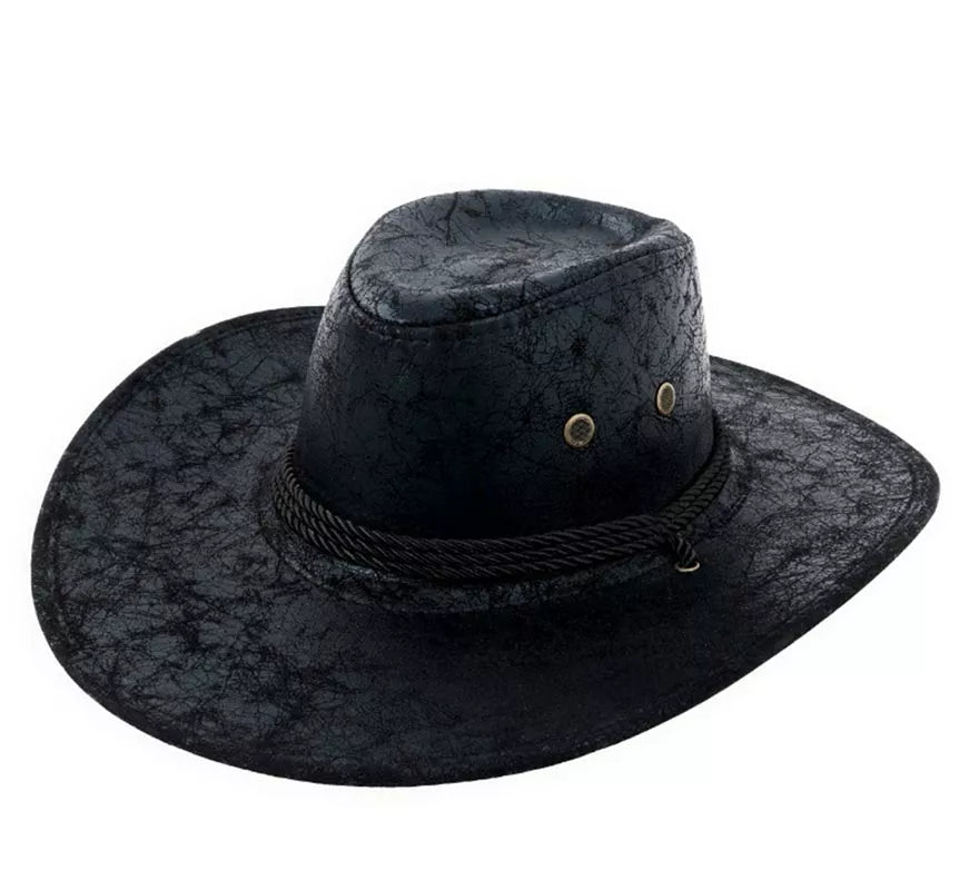 Translation missing: it.Sombrero de Vaquero negro texturizado con cordón adulto