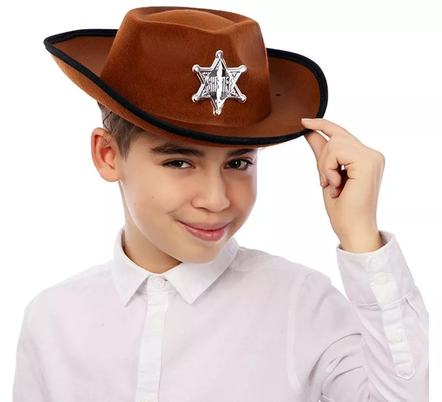 Translation missing: it.Sombrero de Vaquero Sheriff marrón infantil de 34x26x9 cm