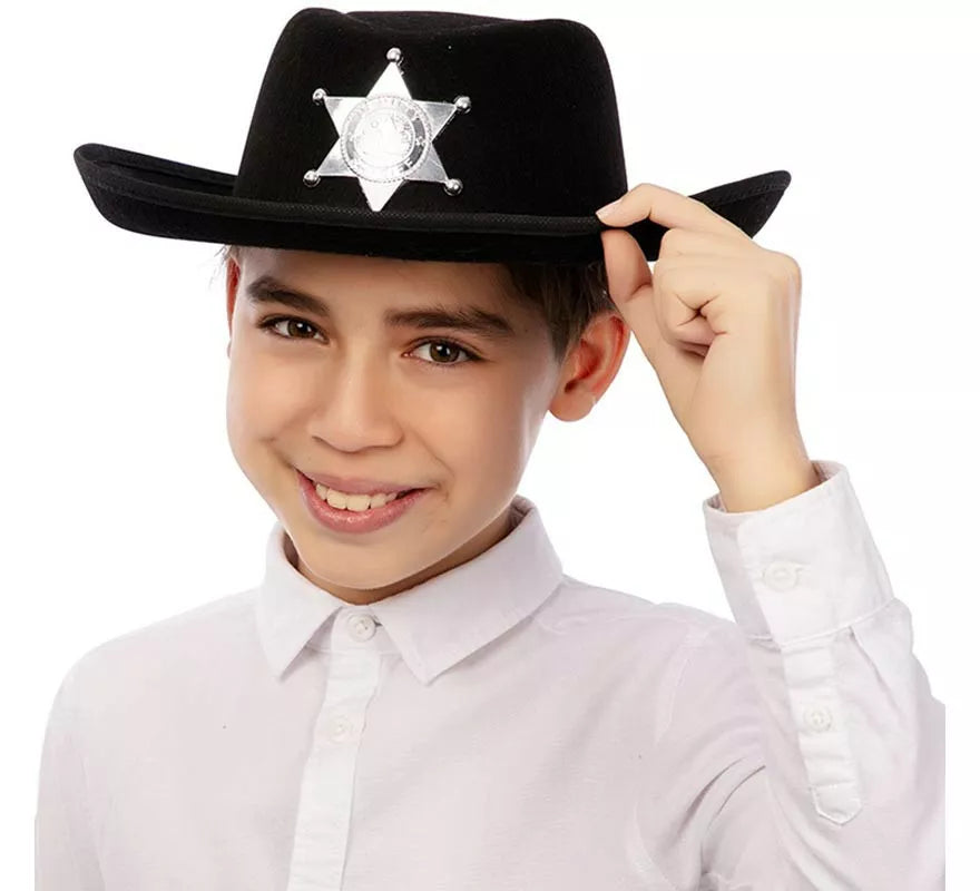 Translation missing: it.Sombrero de Vaquero Sheriff negro infantil de 34x26x9 cm