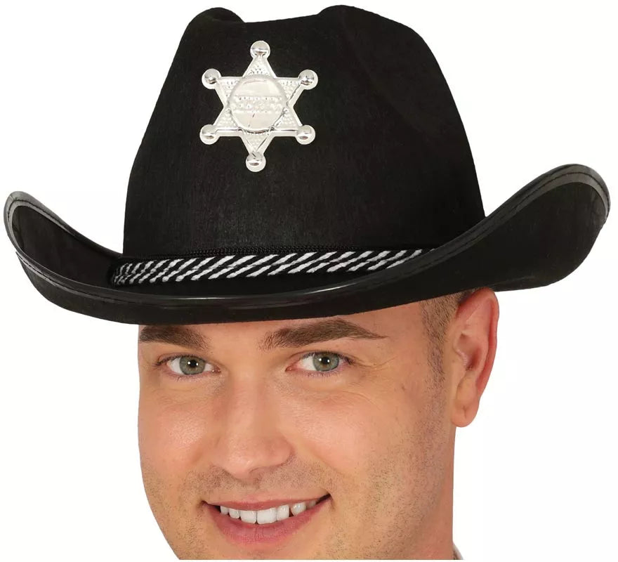 Sombrero fieltro Sheriff negro