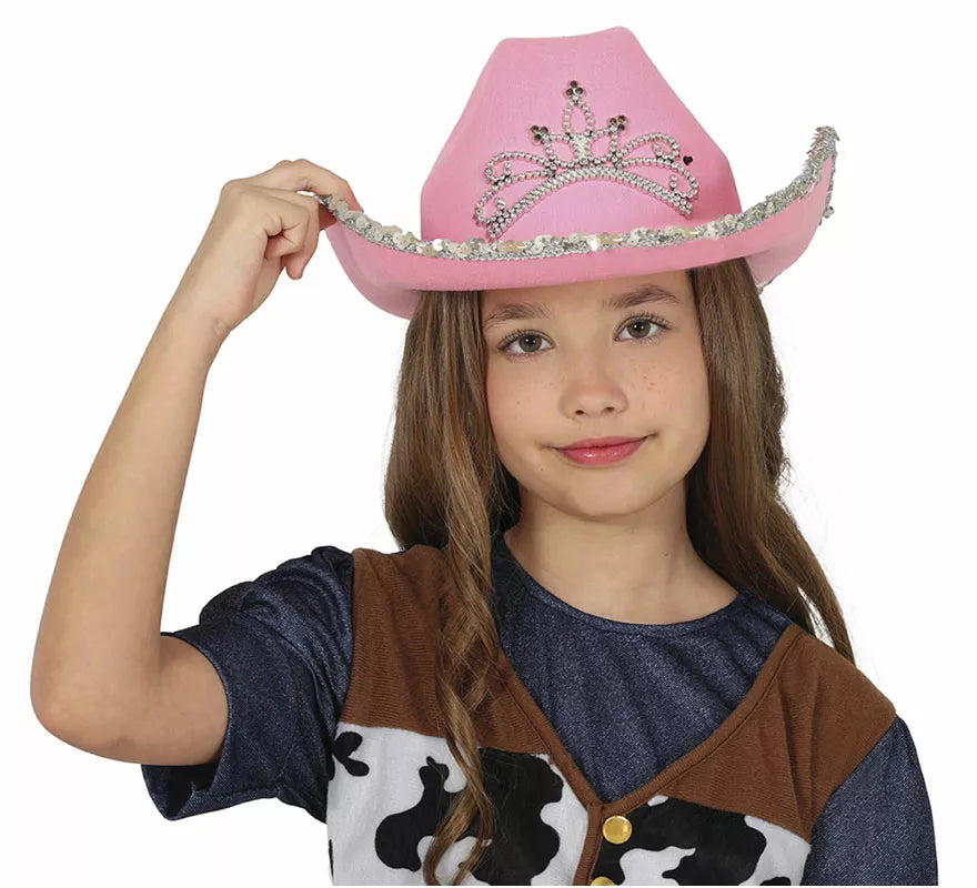 Translation missing: it.Sombrero Vaquero rosa de fieltro infantil
