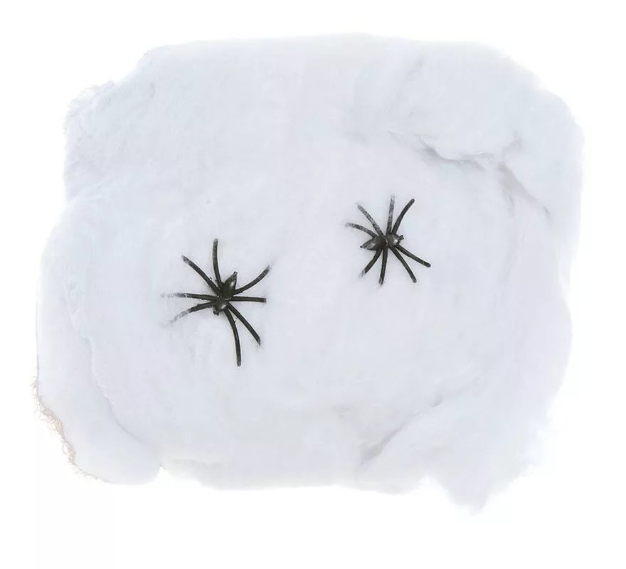Telaraña blanca de 40 gr con arañas para decoración Halloween