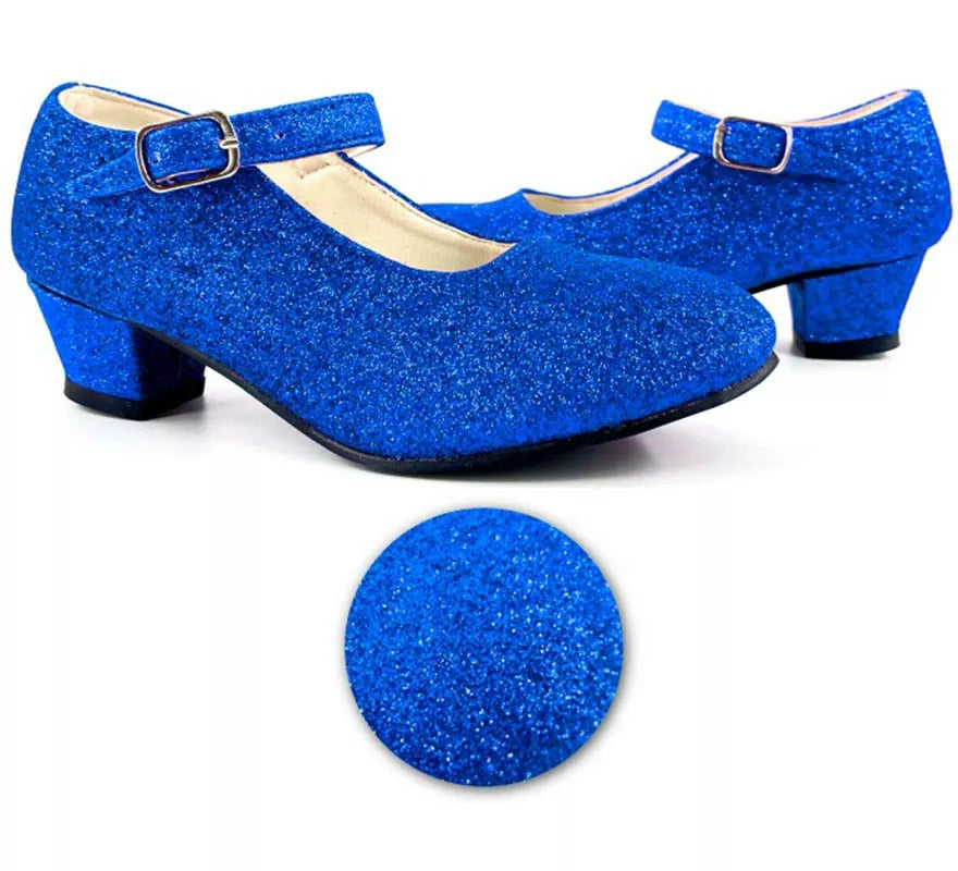 Translation missing: it.Zapato Sevillana con tacón Azulón Purpurina en números del 22 al 41