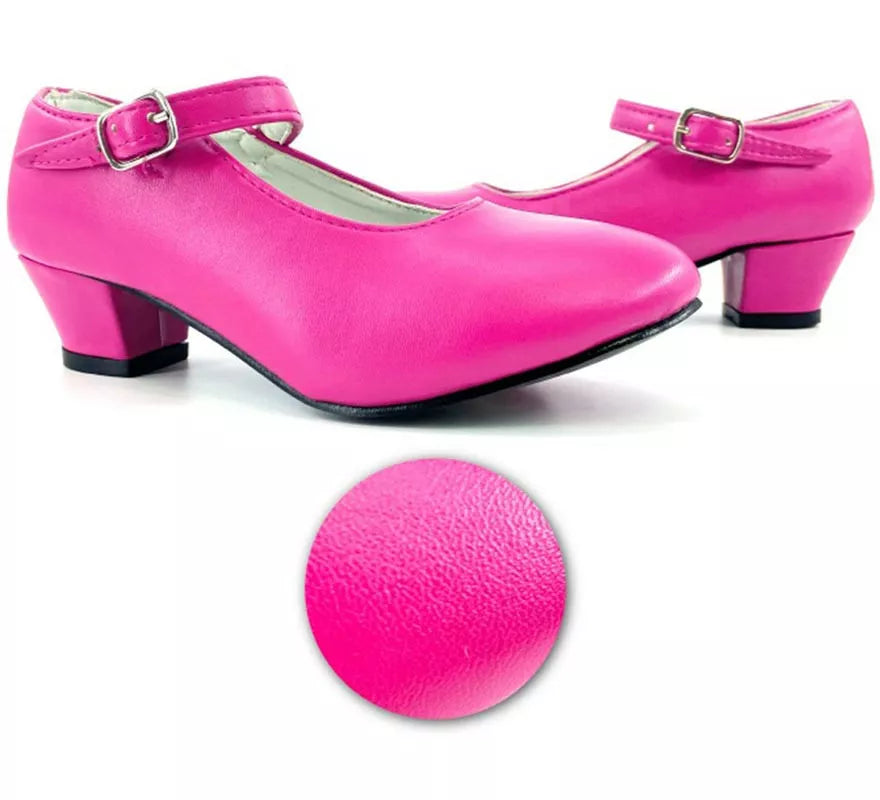 Translation missing: it.Zapato Sevillana con tacón Fucsia en números del 22 al 41